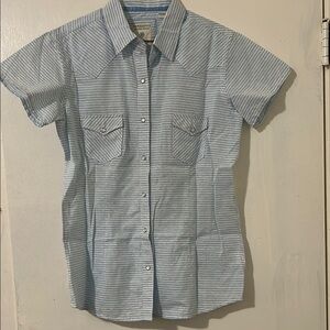 Panhandle Slim Blue and White Casual Button Down Shirt